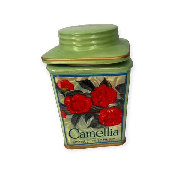 Vintage Oneida Ceramic Canister with Sealed Lid Camellia Kitchen Decor Container - Picture 6 of 6